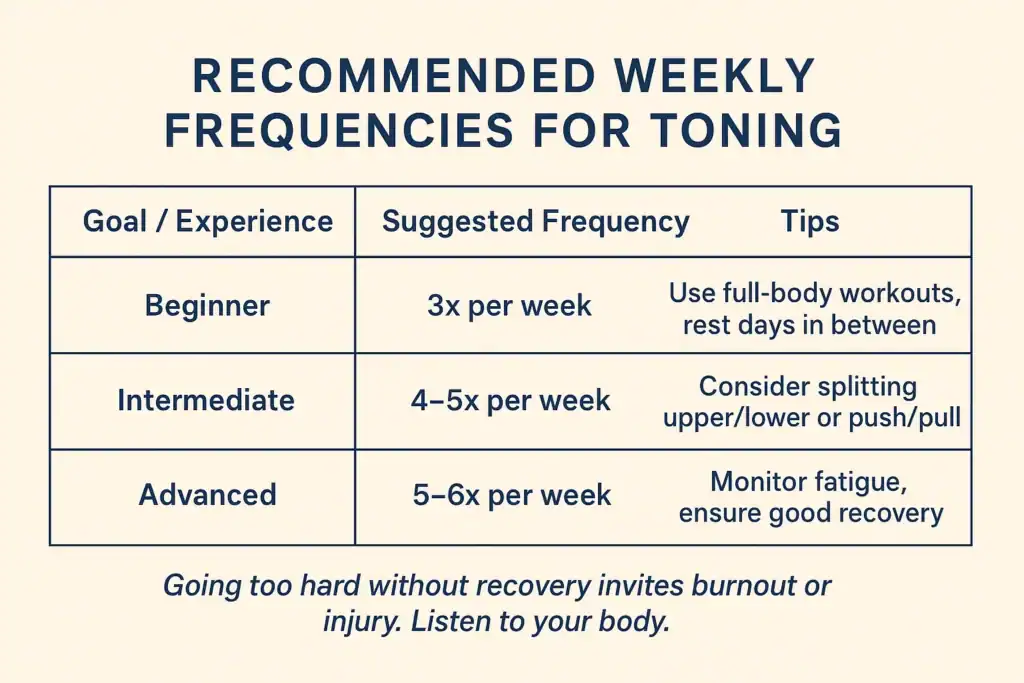 Achieving the Perfect Tone: How Often Should You Exercise for Results? 2 Graphic to show how often you should do exercise to help with toning Nottingham