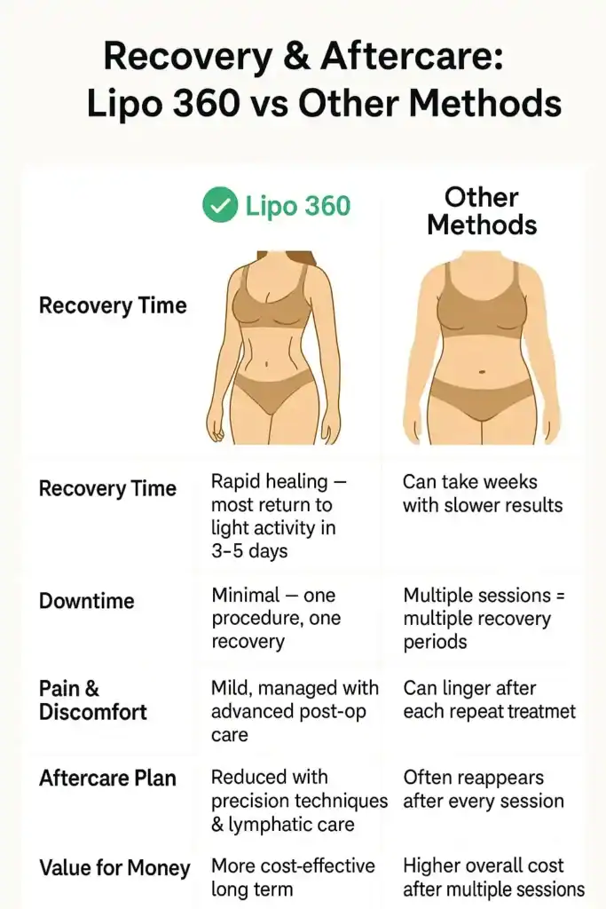 Recovery and Aftercare for Fat-Dissolving Surgery 2 Table to show fat dissolving injection aftercare Nottingham