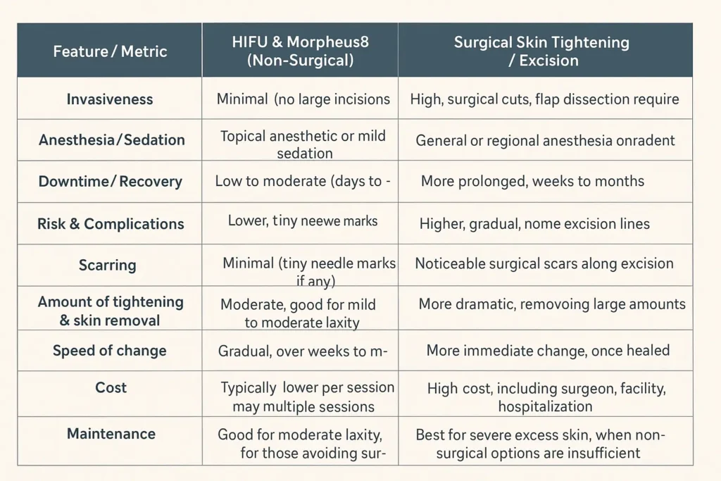 The Science of Skin Tightening 2 Table of skin tightening Nottingham benefits compared to surgical options